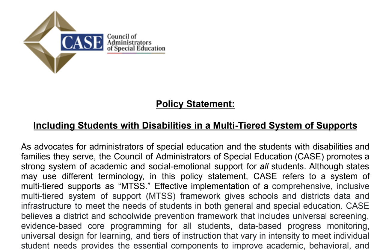 MTSS Policy Statement